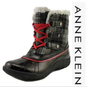 Anne Klein Sport Plaid Boots with Faux Fur